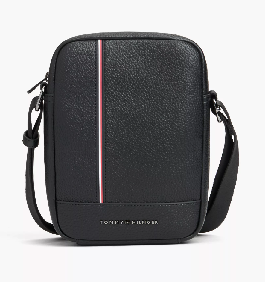 Tommy Hilfiger Signature Stripe Pebbled Mini Reporter Bag