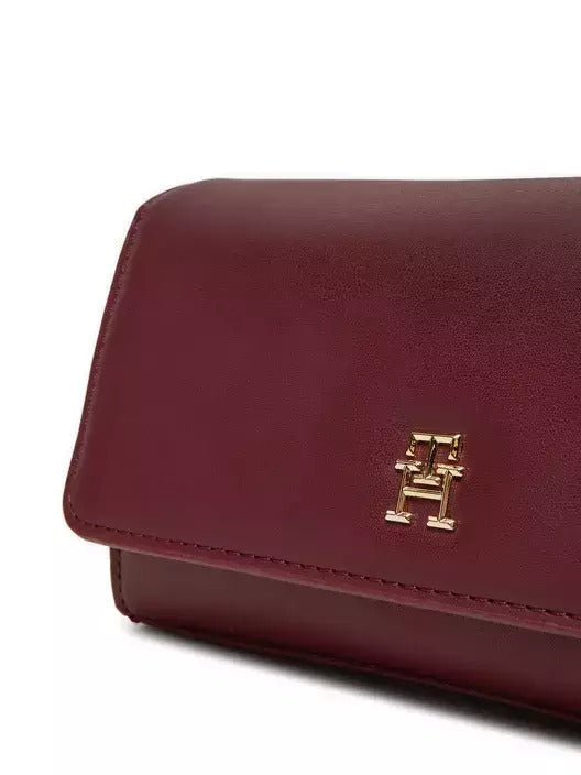 Tommy Hilfiger Leather Women's Bag Shoulder - Burgundy
