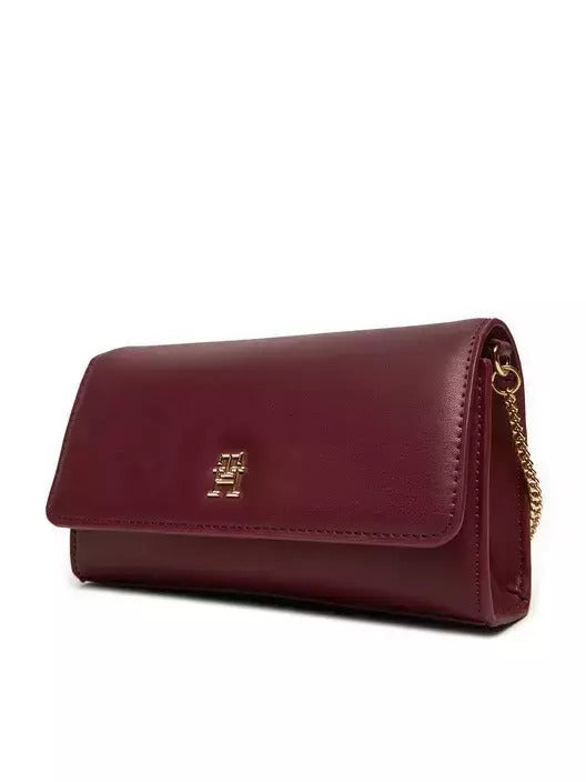 Tommy Hilfiger Leather Women's Bag Shoulder - Burgundy