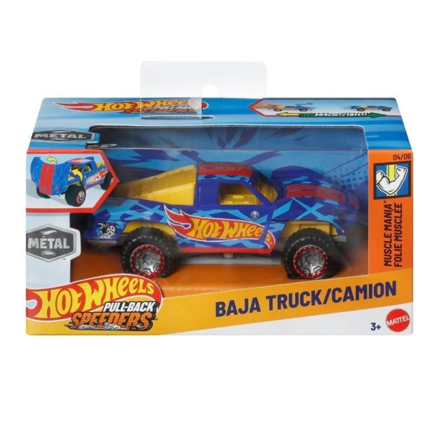 Hot Wheels 1:43 Metal Pull-Back Speeders: Baja Truck/Camion